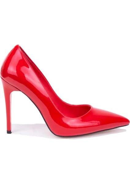 DZA07-388460 Kırmızı Rugan Stiletto Topuklu Kadın Ayakkabı