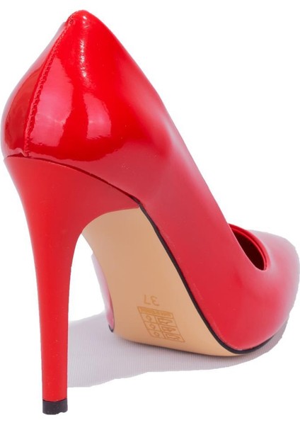 DZA07-388460 Kırmızı Rugan Stiletto Topuklu Kadın Ayakkabı