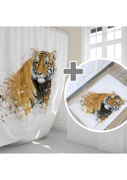 Tiger Banyo Paspas ve Tek Kanat Duş Perdesi 1X180X200 Set