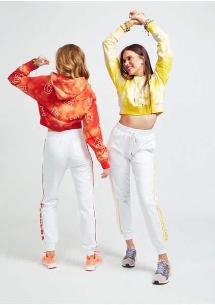 Jasmın, Parça Baskılı, Batik Boyalı, Organik Pamuktan, Kapşonlu, Crop Sarı Sweat