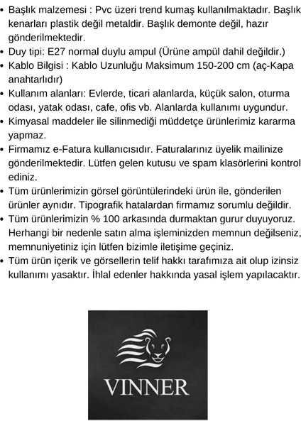 Vinner Munch Gold Kaplama Metal Abajur - Çuval Bezi Efektli modelleri