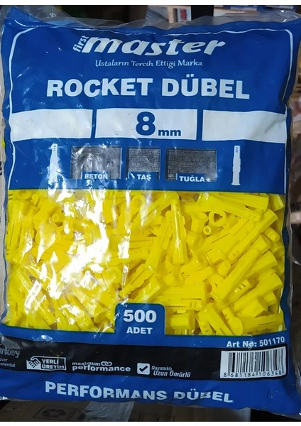 Performans Dubeli 8 mm 500 Lü Rocket Dübel