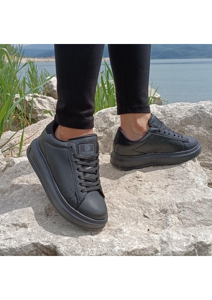 Darkstep 156 Siyah-Siyah Fuspetli Sneaker Düz Taban Spor Ayakkabı