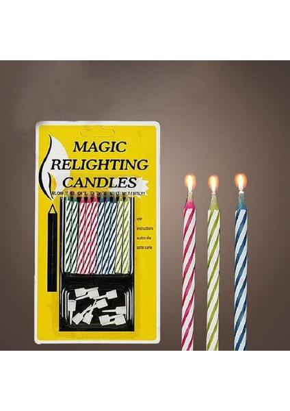 Magıc Relıghtıng Candle Bırthday Vıp Kalite Sihirli Pasta Mumu Üfle Sönsün Bekle Tekrar Yansın 10 Adet