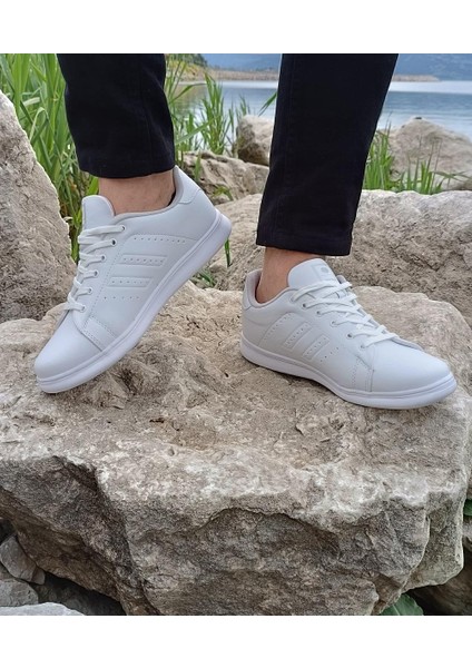 041 Beyaz Sneaker Düz Taban Spor Ayakkabı