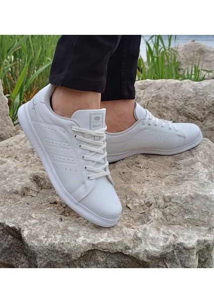 041 Beyaz Sneaker Düz Taban Spor Ayakkabı