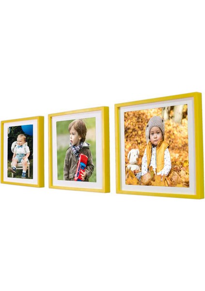 Yapışkanlı Sök Tak Kare Çerçeve Sarı 3'lü Paket