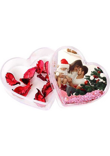 Fotoğraflı Kalp Kutu Kar Küresi