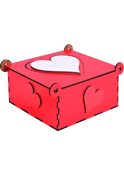 Ahşap Hediyelik Kırmızı Kutu 15 x 15 Cm