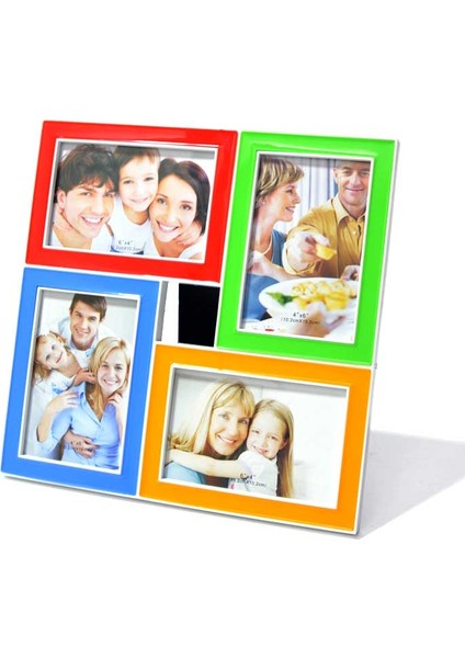 4 Fotoğraflı Renkli Kare Çerçeve
