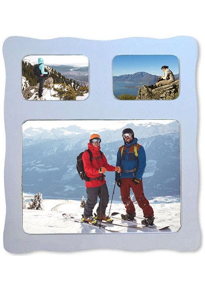 3'lü Ahşap Parıltılı Duvar Fotoğraf Çerçevesi 48 x 55 Cm.