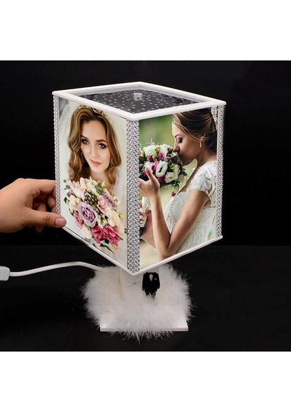 Dönen Abajur Smokin Fotoğraf Takılabilen Gece Lambası