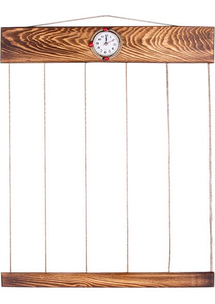 Ahşap Ipli Mandallı Saatli Duvar Çerçevesi 50 x 60 Cm indirimleri
