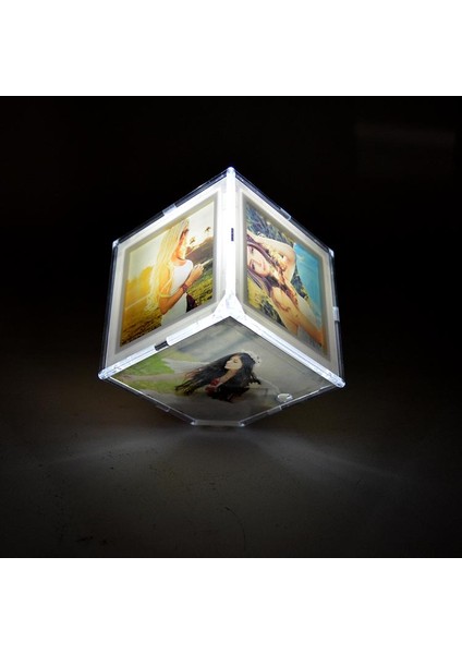 Bordürlü Dönen LED Işıklı Küp Çerçeve 10 x 10 Cm fırsatları