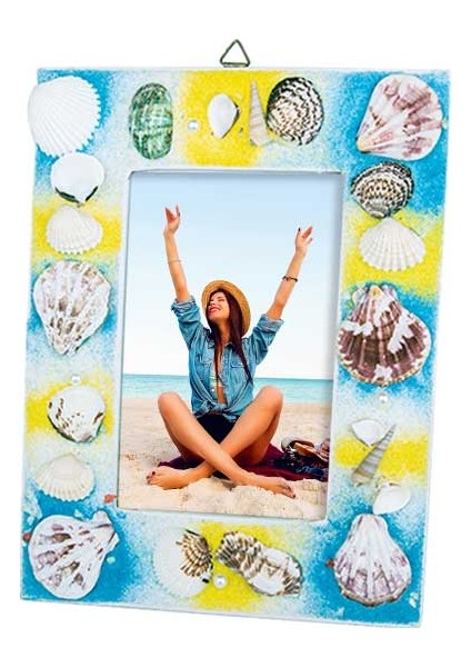 Sarı Lacivert Deniz Kabuğu Çerçeve