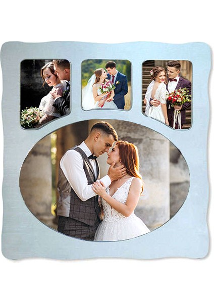 4'lü Ahşap Parıltılı Çerçeve 30 x 41 Cm