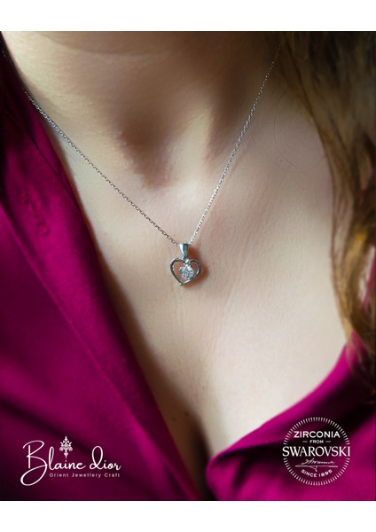 Swarovski Kalp Kolye | 925 Ayar Gerçek Gümüş | Swarovski Zirkon modelleri