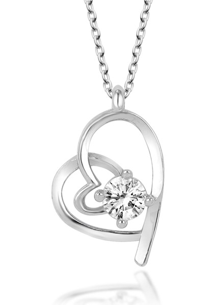 Swarovski Kalp Imza Kolye | 925 Ayar Gerçek Gümüş | Swarovski Zirkon