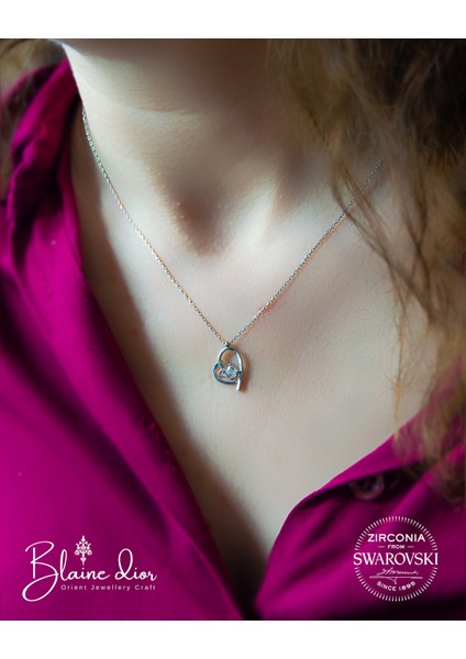 Swarovski Kalp Imza Kolye | 925 Ayar Gerçek Gümüş | Swarovski Zirkon fiyatları