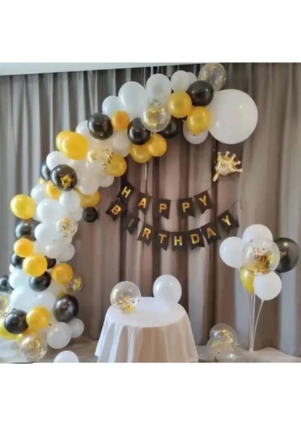 Çıtıpıtıstore Beyaz Gold Doğum Günü Balon Seti