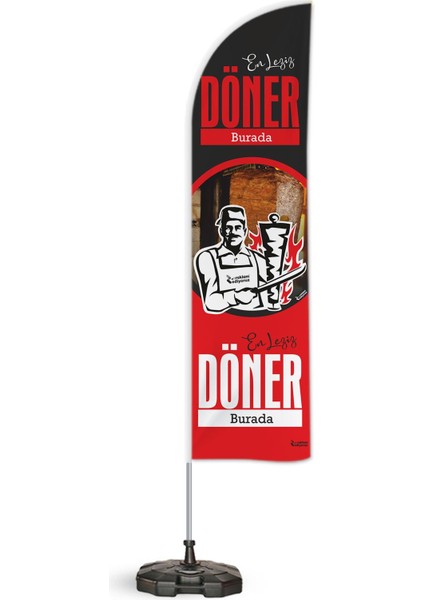Döner Kırmızı Temalı Tek Yelken Bayrak V1 1ADET