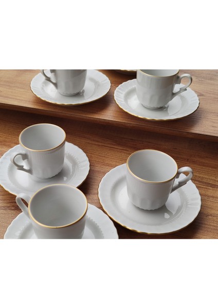 Kütahya Porselen Nescafe Fincan Takımı Yaldız ve Desenli Kenar 9 cm