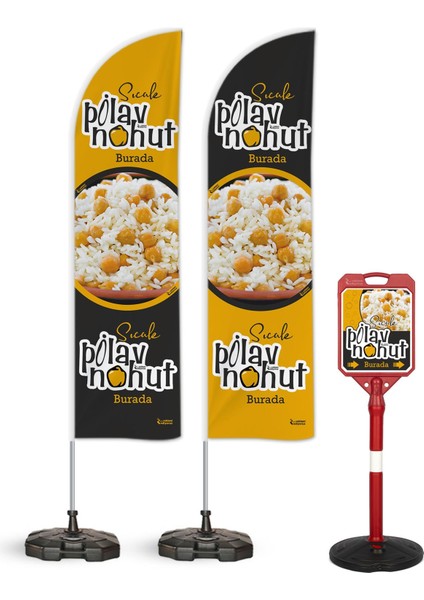 Pilav Nohut Temalı 2 Yelken Bayrak 1 Yönlendirme Dubası