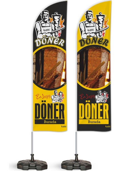 Döner Sarı Temalı 2 Yelken Bayrak Sarı