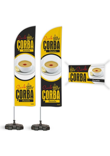 Çorba Temalı 2 Yelken Bayrak 1 100X50 cm Branda