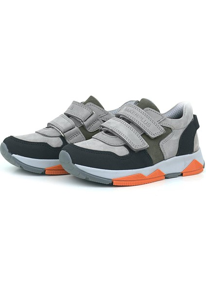 Hakiki Deri Gri Siyah Çocuk Sneakers Spor Ayakkabı fırsatları