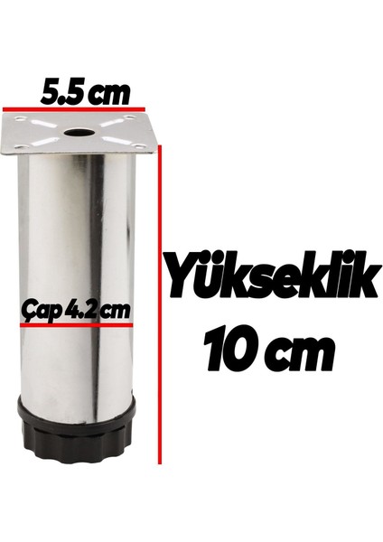 Bingo Mobilya Ayağı Ayarlanabilir Q42 Metal Krom 10 cm 2 Adet