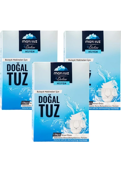 Mayi Tuz Doğal Bulaşık Makinesi Tuzu 3 x 1500 gr