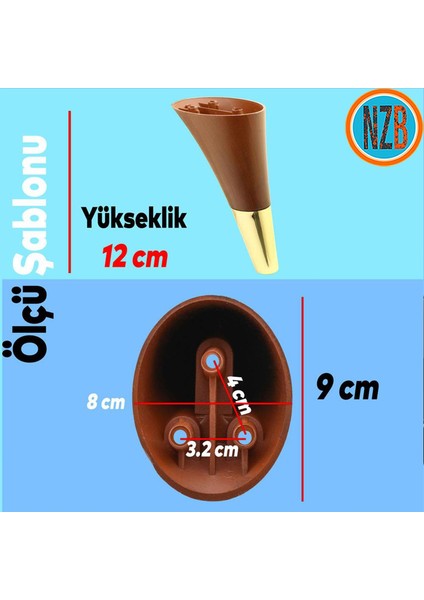Mobilya Kanepe Sehpa Tv Ünitesi Baza Koltuk Ayağı Kahverengi Gold Renk 12 cm Ayak fiyatları