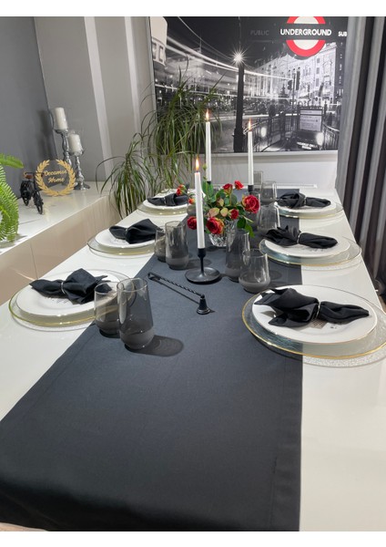 Thick Linen Siyah Dertsiz Kumaş Peçete 6 ad