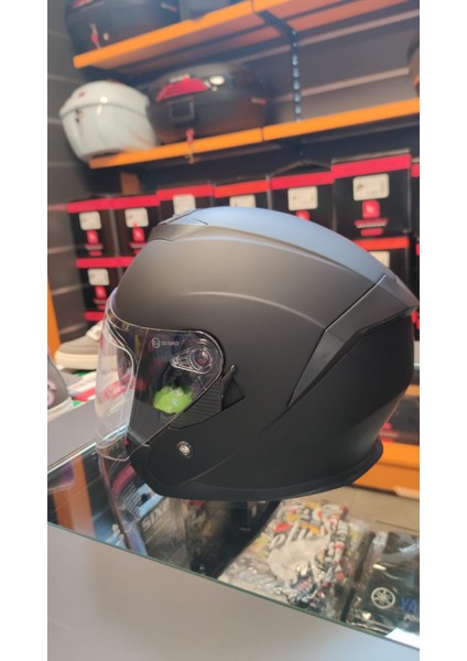 JK-526 Güneş Vizörlü Yarım Motosiklet Kaskı/mat Siyah