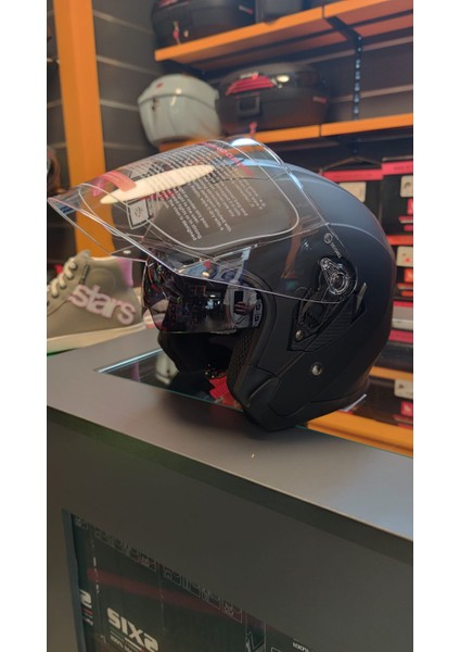 JK-526 Güneş Vizörlü Yarım Motosiklet Kaskı/mat Siyah