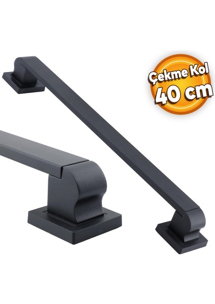 Bersel Çekme Kolu Çelik Kapı Dış Kapı Kolu Tutma Kulbu Siyah Kulp 40 cm