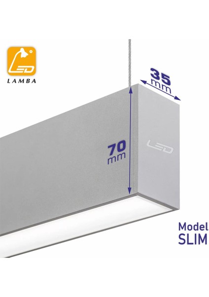 Lineer Slım LED Sarkıt 40CM 10W 6500K Beyaz Işık