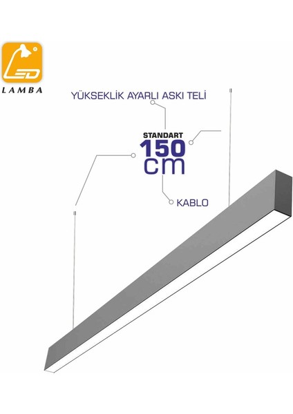 Lineer Slım LED Sarkıt 40CM 10W 6500K Beyaz Işık