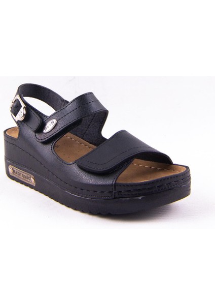 DZA37-3014 Siyah Günlük Ortopedik Kadın Sandalet