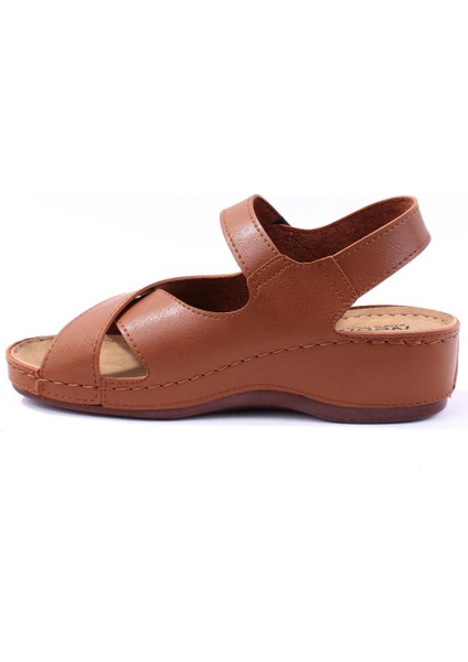 DZA37-1810 Taba Günlük Ortopedik Kadın Sandalet modelleri