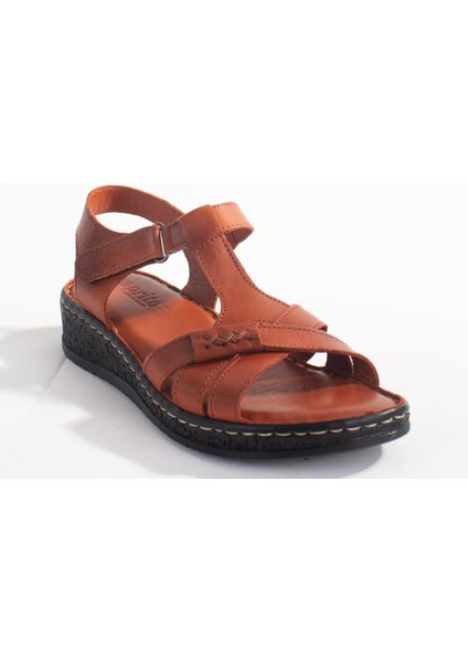 DZA07-60021011 Taba Günlük Ortopedik Deri Kadın Sandalet