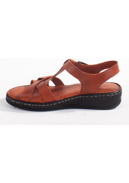 DZA07-60021011 Taba Günlük Ortopedik Deri Kadın Sandalet modelleri