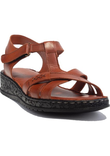 DZA07-60021011 Taba Günlük Ortopedik Deri Kadın Sandalet indirimleri