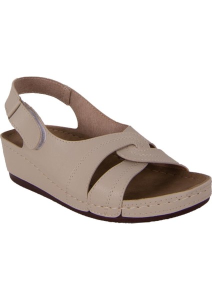 DZA37-1817 Bej Günlük Ortopedik Kadın Sandalet