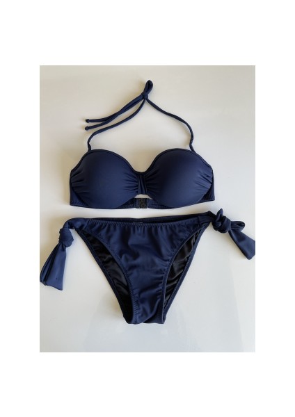 Lacivert Dar Kalıp Içi Boş Kap Bikini Takımı fırsatları