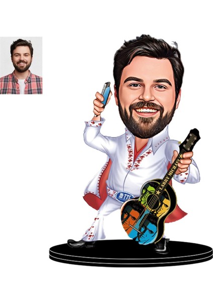 Kişiye Özel Gitarist Fügürlü 3D Ahşap Biblo,sevgiliye Hediye,doğum Günü Hediyesi,