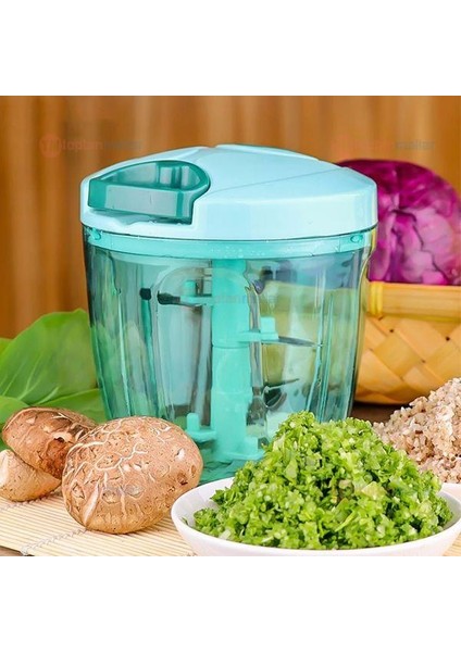 Büyük Boy Ipli El Rondosu,5 Bıçaklı Kilitli Kapak,geniş Hazneli Ip Çekmeli Soğan Rondosu Doğrayıcı indirimleri