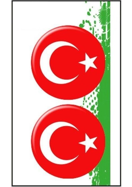 Türk Bayrağı Yuvarlak (5x5 Cm) Ikili Damla Etiket
