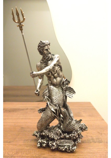 Antioch Art Design Tasarım Poseidon Biblo 30 cm Mitolojik Heykel Ev Dekor Hediyelik Eşya